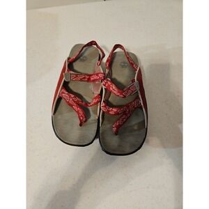 Timberland Strappy Slingback Canvas Sandals Slip-On Hiking Red Womens Size 8M